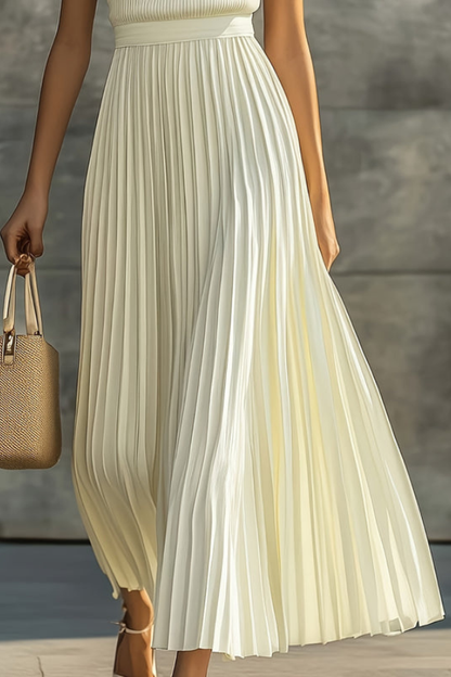 Veriazione Crew Neck Sleeveless Pleated Midi Dress