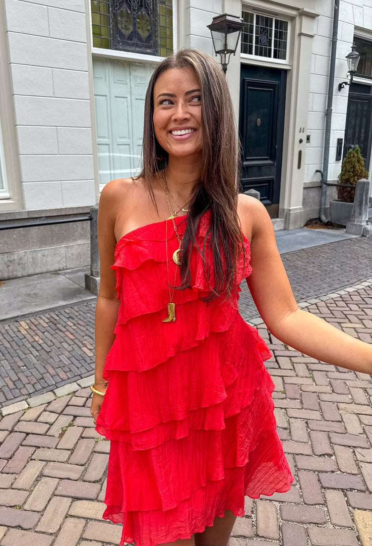 Veriazione One-Shoulder Tiered Ruffle Mini Dress