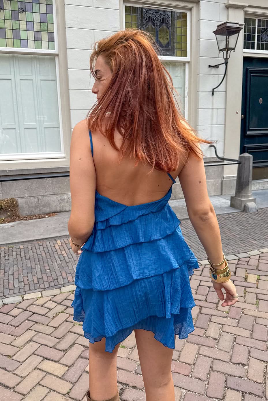 Veriazione One-Shoulder Tiered Ruffle Mini Dress