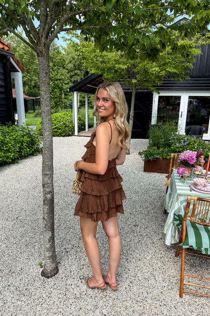 Veriazione One-Shoulder Tiered Ruffle Mini Dress
